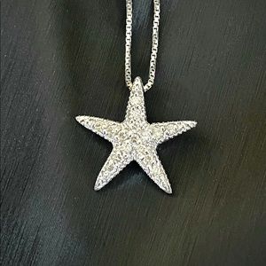 SOLD: Genuine Diamond Star Pendant Necklace; .20 Ct / 14kt Wh Gold on 16” Chain